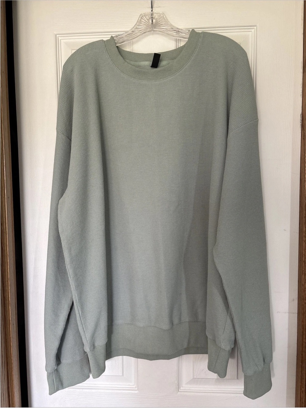 Comfrt Waffle Knit Thermal Crewneck Sweatshirt Fall Sage Green Unisex 2XL - EUC!